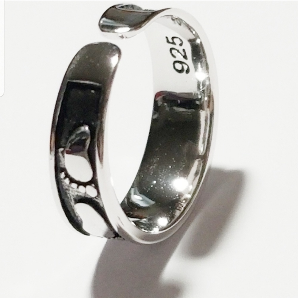-Foot Print Sterling Silver Toe Ring - Picture 3 of 5